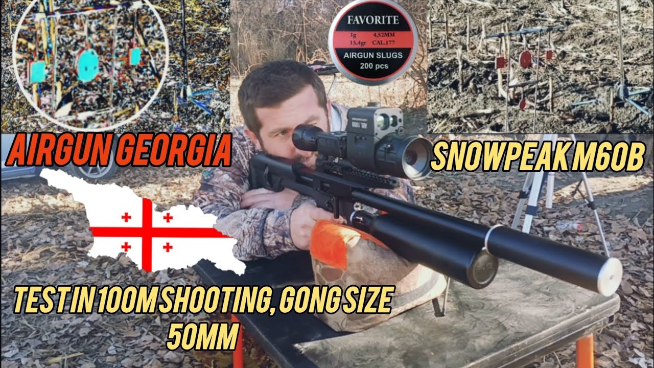Snowpeak M60 ტესტი 100 მეტრზე. გონგი 5სმ.  Snowpeak M60 test in 100m shooting, gong size 50mm