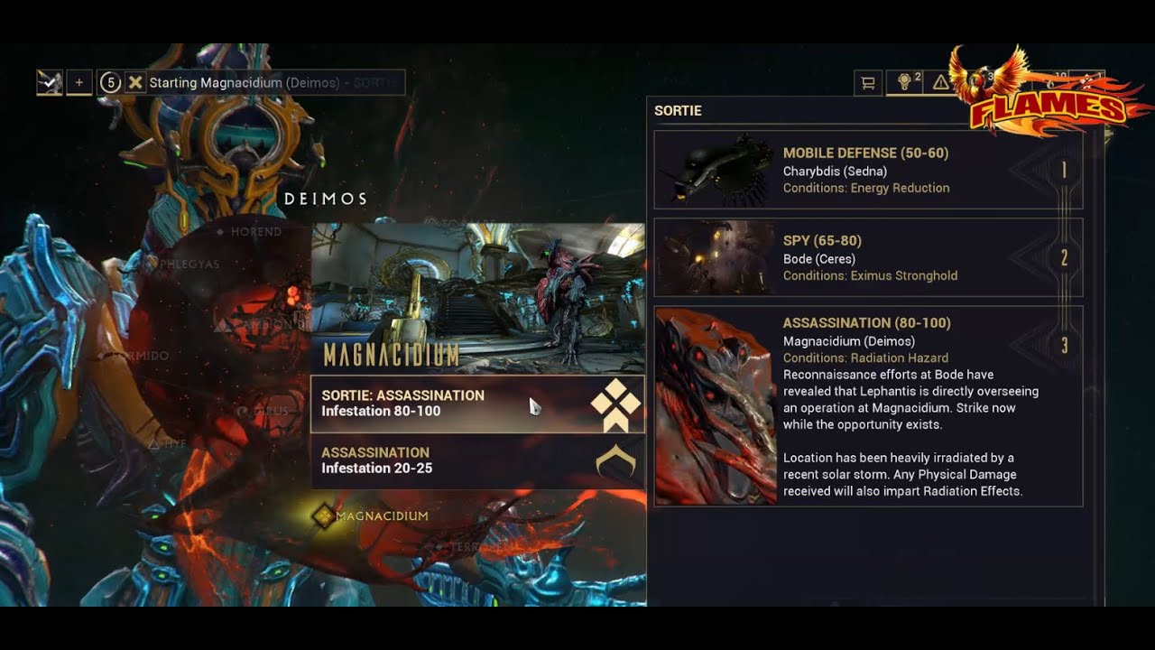 Warframe Sortie Magnacidium (Deimos) Mission Assassination level 80-100
