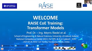 RAISE CoE Training: Transformer Models