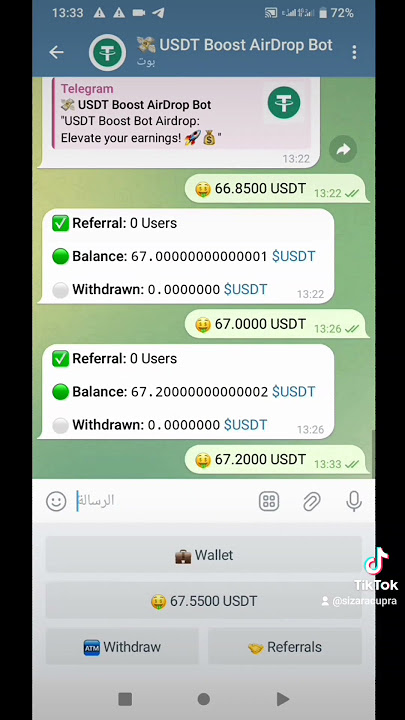 USDT telegram bot earn every day 10 $ https://t.me/Usdt_boost_airdrop_Bot?start=5965726488