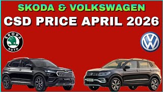 Volkswagen Taigun / Virtus CSD Price April 2026 | Skoda KYLAQ CSD Price April 2026 | CSD Cars