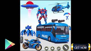 Police Bus Robot Car Game - Multi Robot Game 3d screenshot 3