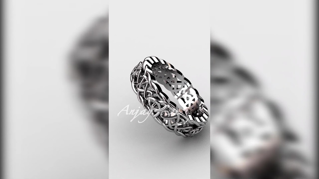 Celtic Triquetra Ring, Platinum Wedding Bands, Irish Bridal Ring at AnjaysDesigns