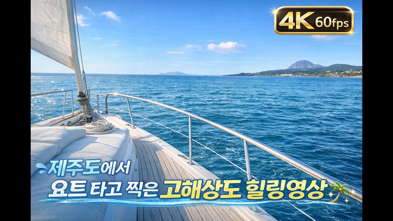 [4K 60fps] 제주도 요트 투어 추천해요~ 바다멍 Jeju Island Yacht Relaxation 고해상도 힐링 영상