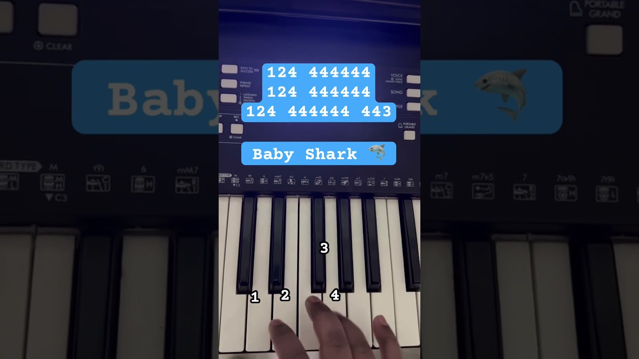 Baby Shark 🦈 | Easy Piano Tutorial for Kids & Beginners | Shorts | Play Music For Begiy