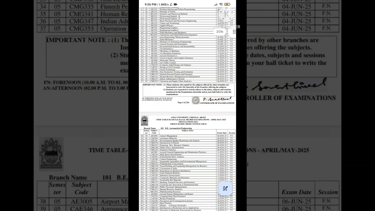 Anna University April 2025 Exam Timetable Published!!