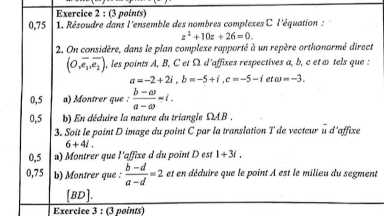 Examen national 2015 session normale ; nombres complexes 2bac pc et svt.