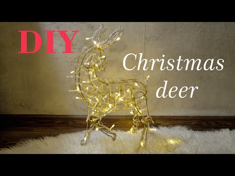 DIY Building Handmade Christmas deer made of wire and garland Різдвяний олень власними руками