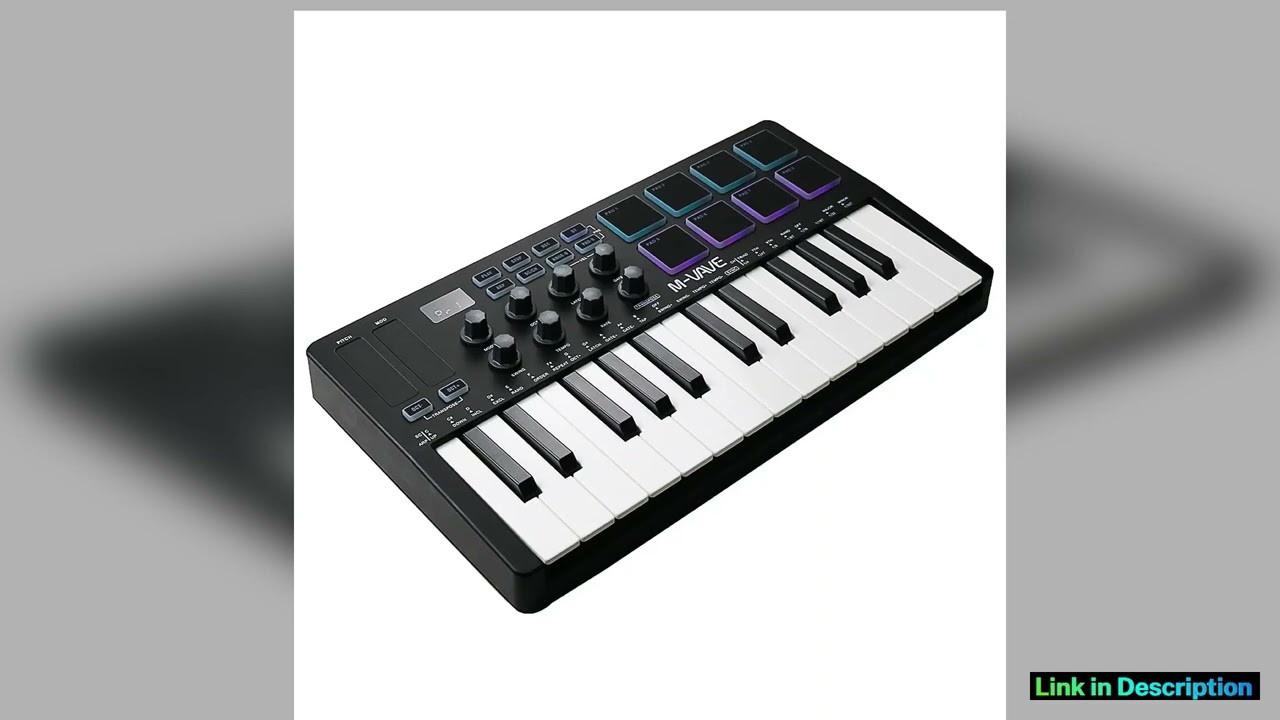 MVAVE SMK25 MIDI Keyboard Controller With 25 Velocity Sensitive Keys 8 Backlit Drum Pads Wireless P
