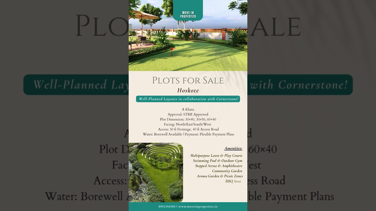 Plots for Sale | Hoskote | A Khata Plots | STRR Approved | Luxury Amenities | Move-In Properties