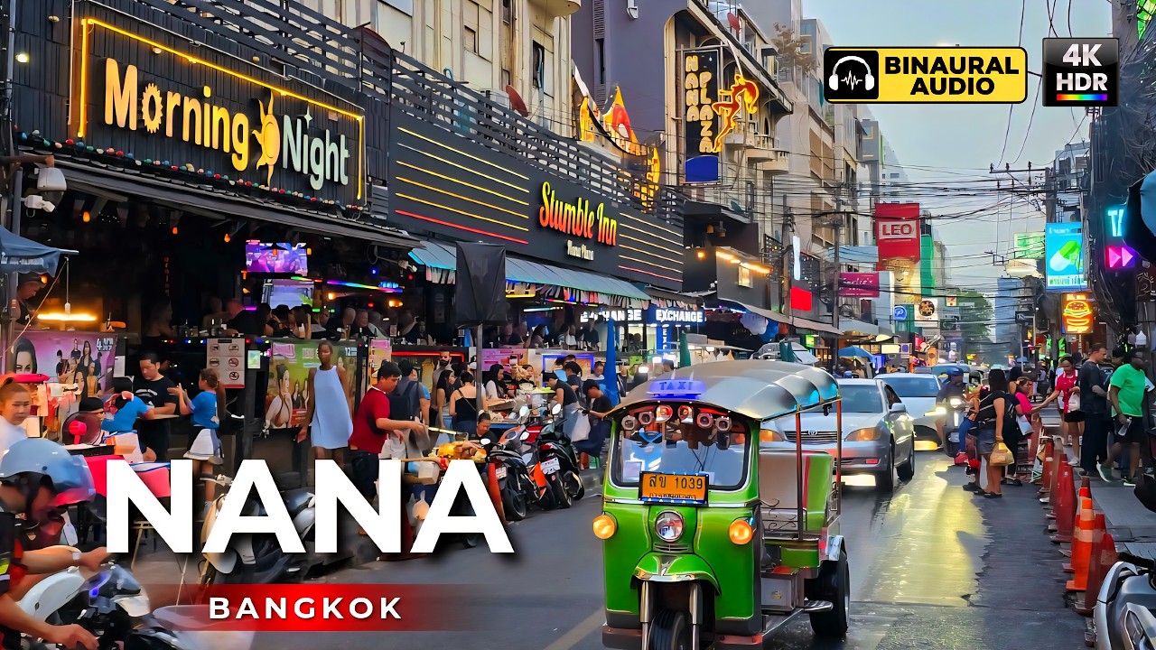 Bangkok Nana Area 🇹🇭 Nightlife District | 4K HDR Binaural Audio 🎧