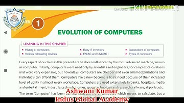 Grade V Computer ( Evolution of Computers) Part 2 by Ashwani Kumar, Indus Global Academy