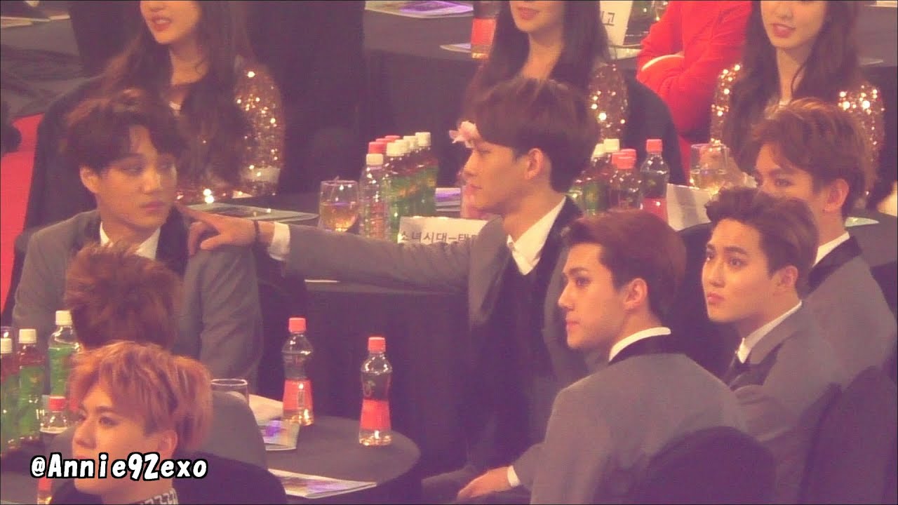 150122 50 EXO Baekhyun Suho Chen Kai @ SMA artists seat SNSD TaeTiSeo 태티서 TTS テティソ 受賞 speech