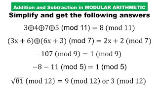 Modular Arithmetic|Addition and Subtraction of Numbers in MA- Lesson 2of8