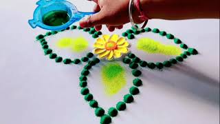 Simple And Easy Rangoli For Deepavali |Oddly Satisfying Video Of Rangoli | Muggulu | Kolam.By SArt