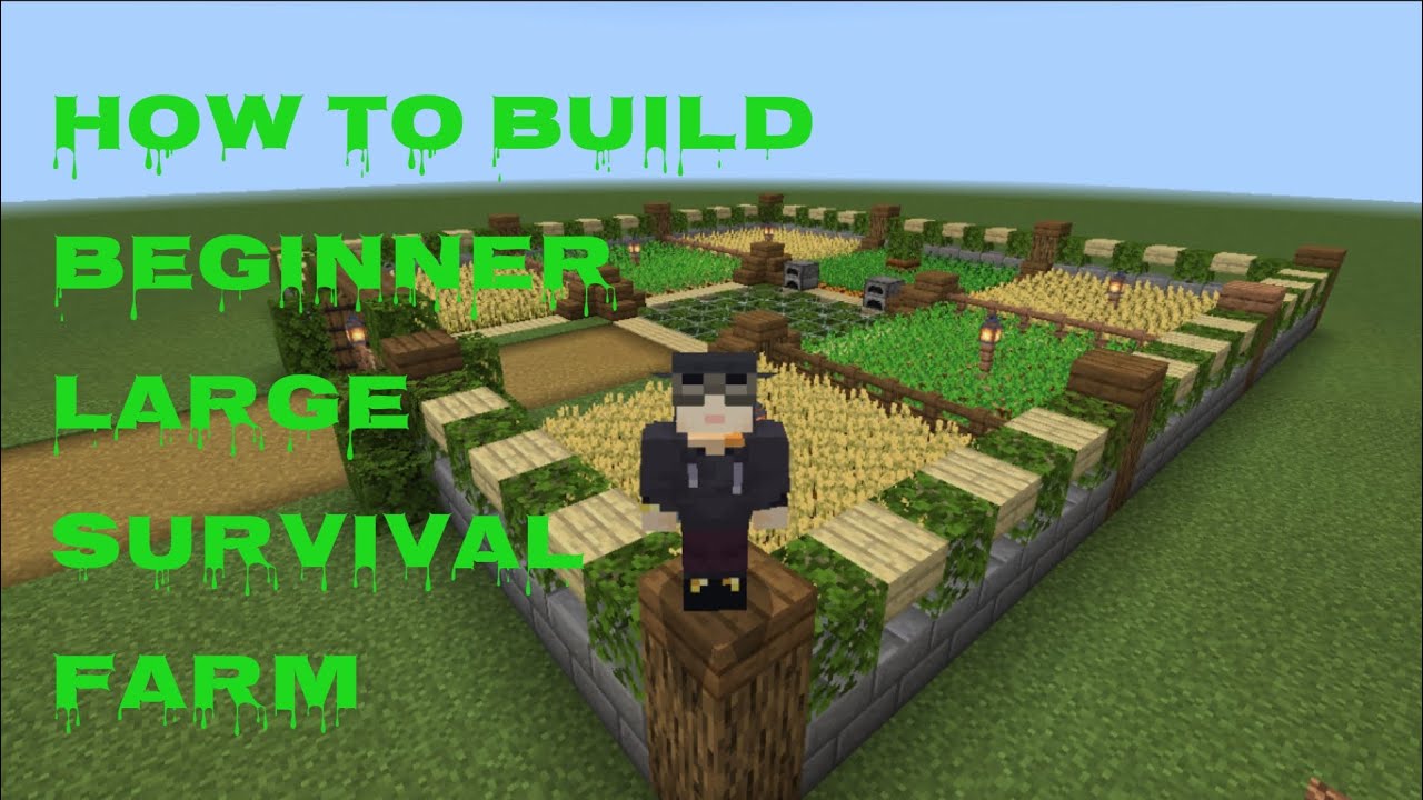 Large Minecraft Farm Tutorial How To Build Beginner Large Survival Farm #beranda #minecraft - YouTube