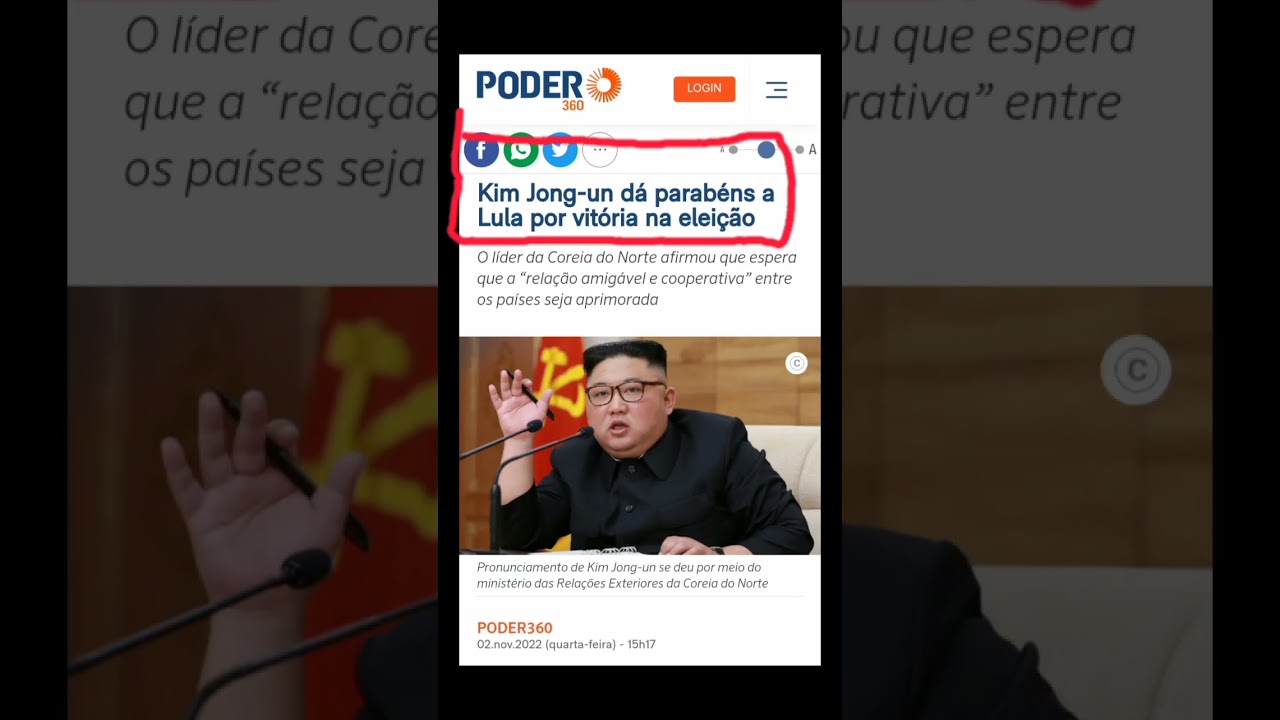 Ditador da Coreia do Norte, Kim Jong-un parabeniza Lula por vitória na eleição