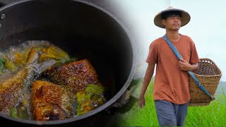 [Story 136] Pick squash flowers and banana blossom to cook DINENGDENG! |My daily life in the country