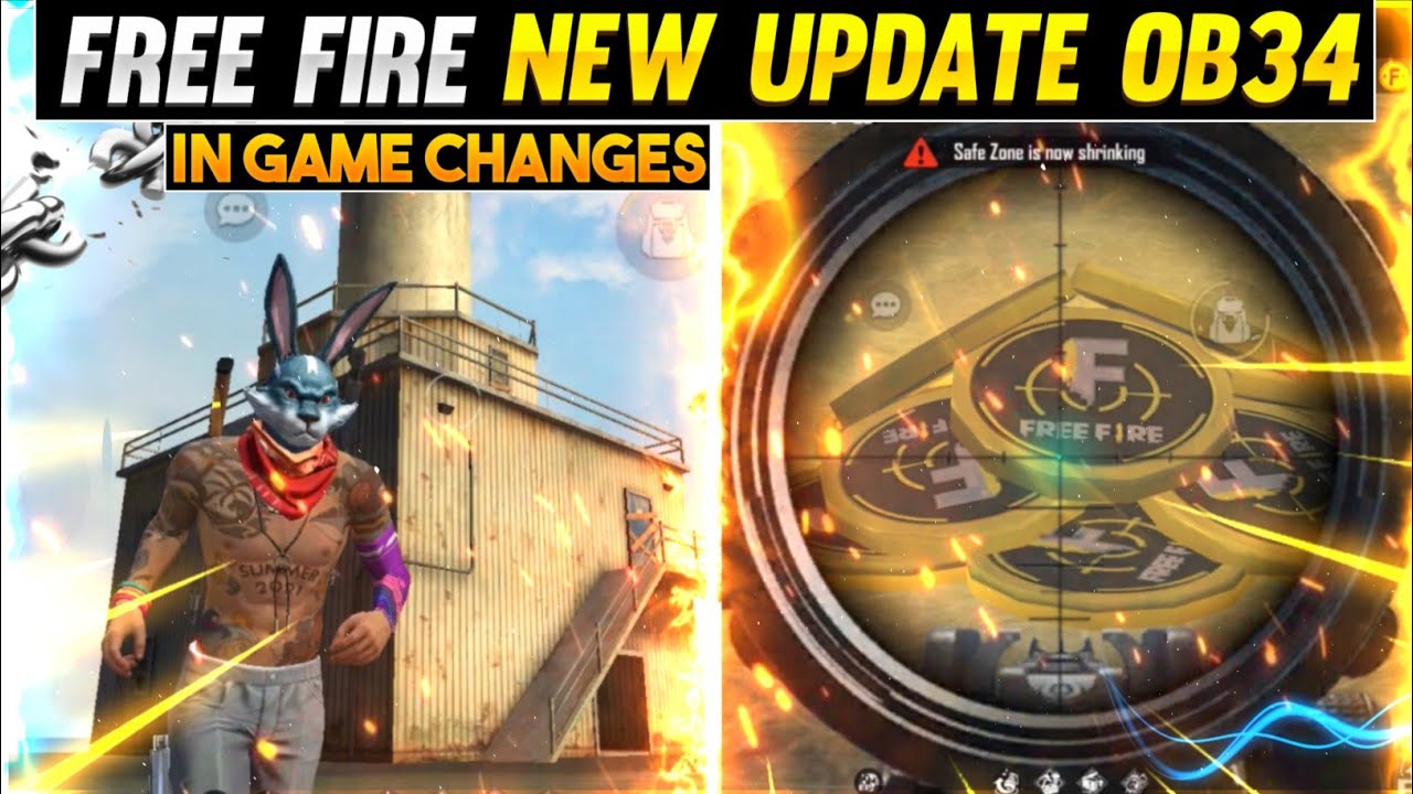 free fire new update OB 34 in game changes 2022