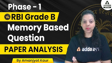 RBI Grade B Phase 1 Memory Based Question Paper Analysis by Amanjyot Kaur