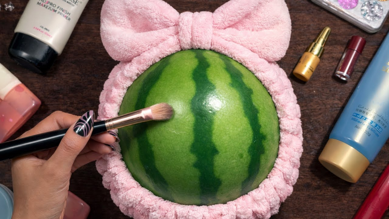 ASMR Makeup on Watermelon (No Talking ) | Makeup for Sleep