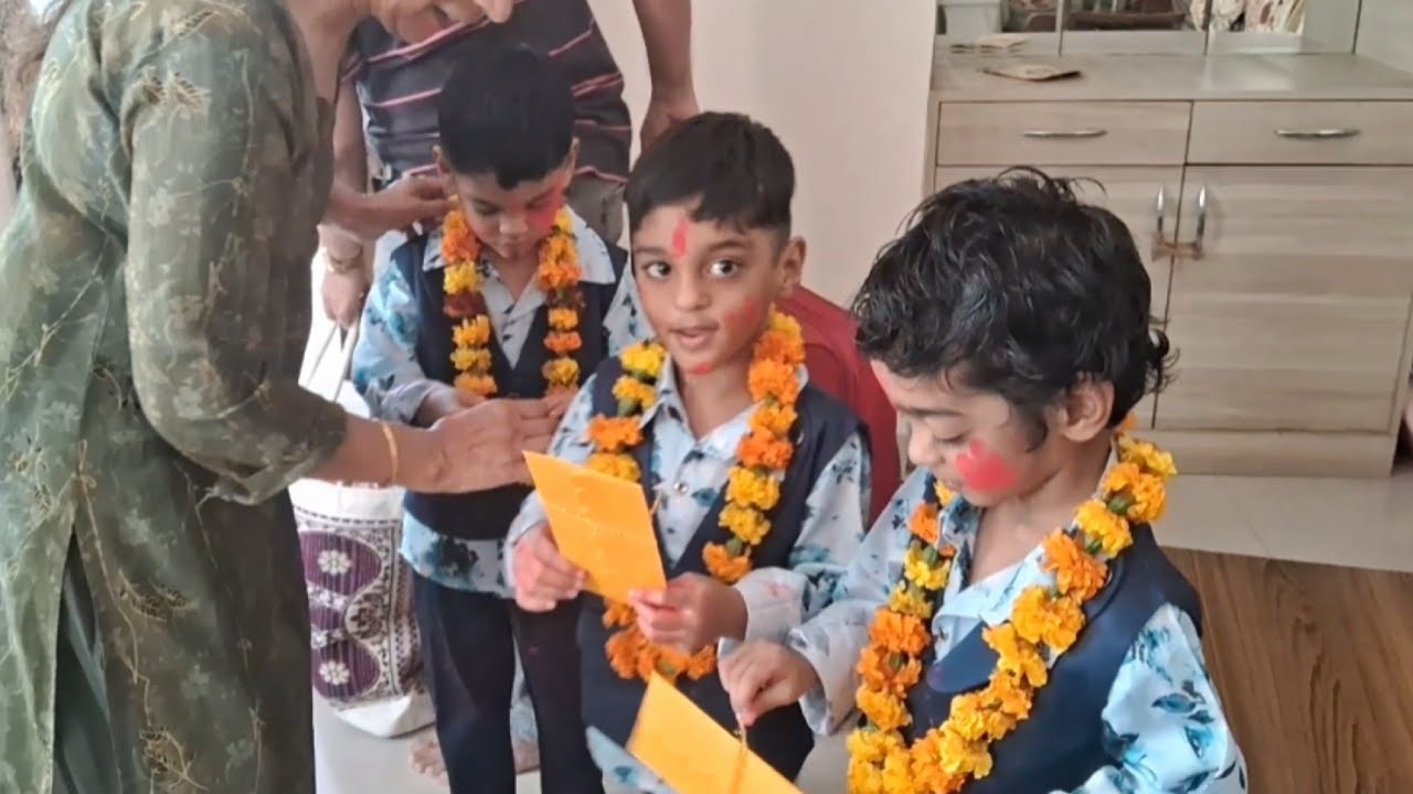 Triplets celebrate Holi with Family 