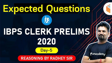 2:00 PM - IBPS Clerk Prelims 2020 | Reasoning by Radhey Rawat | Expected Questions