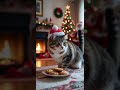 You Won’t Believe This Cat’s Reaction When Santa Approaches 😹 #animalcooking #catvideos #aishorts
