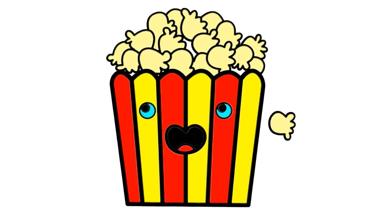 How To Draw A Cute Popcorn😋🌽draw And Color Popcorn Comment Dessiner Et Colorier Un Popcorn