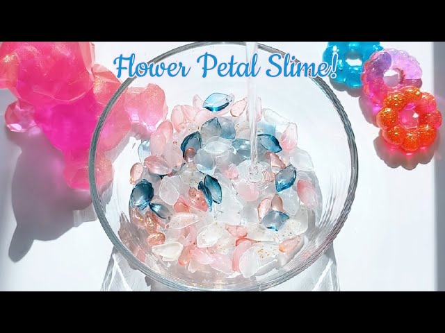【ASMR】花びらピーススライムを作るよ! Making Flower Petal Slime!  Satisfying Video!解压 史莱姆