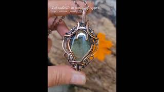 🌅💚Labradorite crystal antiqued copper Crescent moon wire wrap pendant by zd_artisan_jewelry IG Update