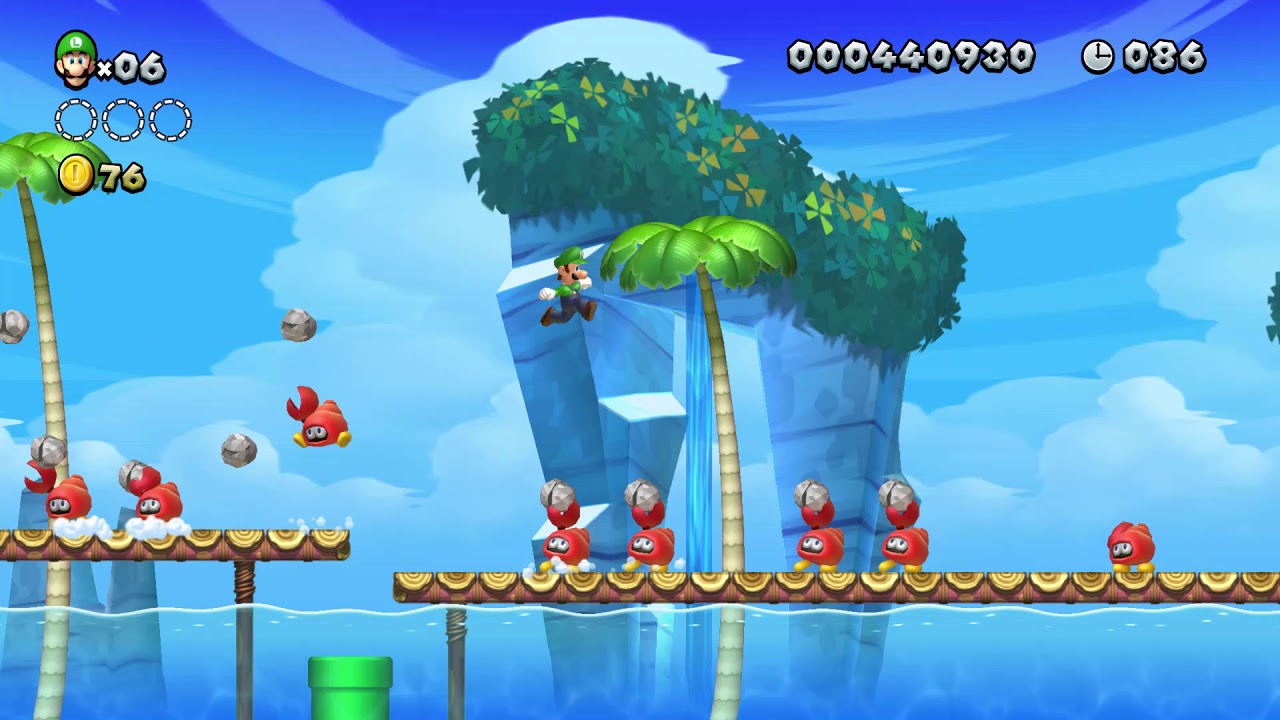 Newスーパールイージu Dx 3 1 ふんすいカニボーだらけビーチ Super Mario Bros Youtube