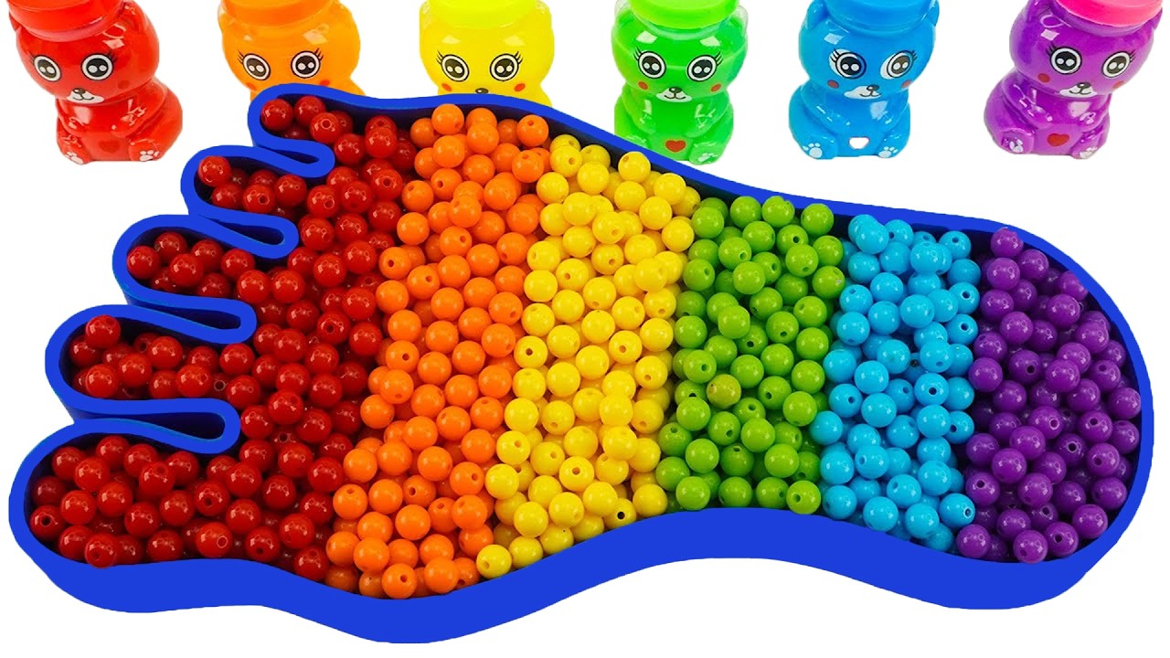 Videos de asmr | Cómo hacer un pie de arcoíris mezclando cuentas y cortando ASMR