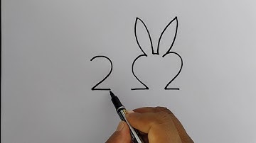 Rabbit Drawing Use 222 Number | Rabbit Drawing tutorial