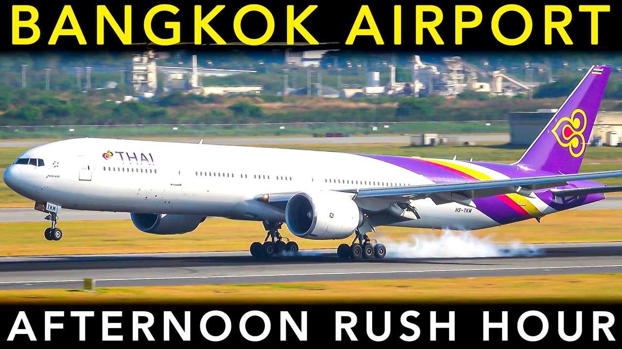 PLANE SPOTTING in THAILAND's Busiest airport BANGKOK SUVARNABHUMI AIRPORT Landing & takeoff