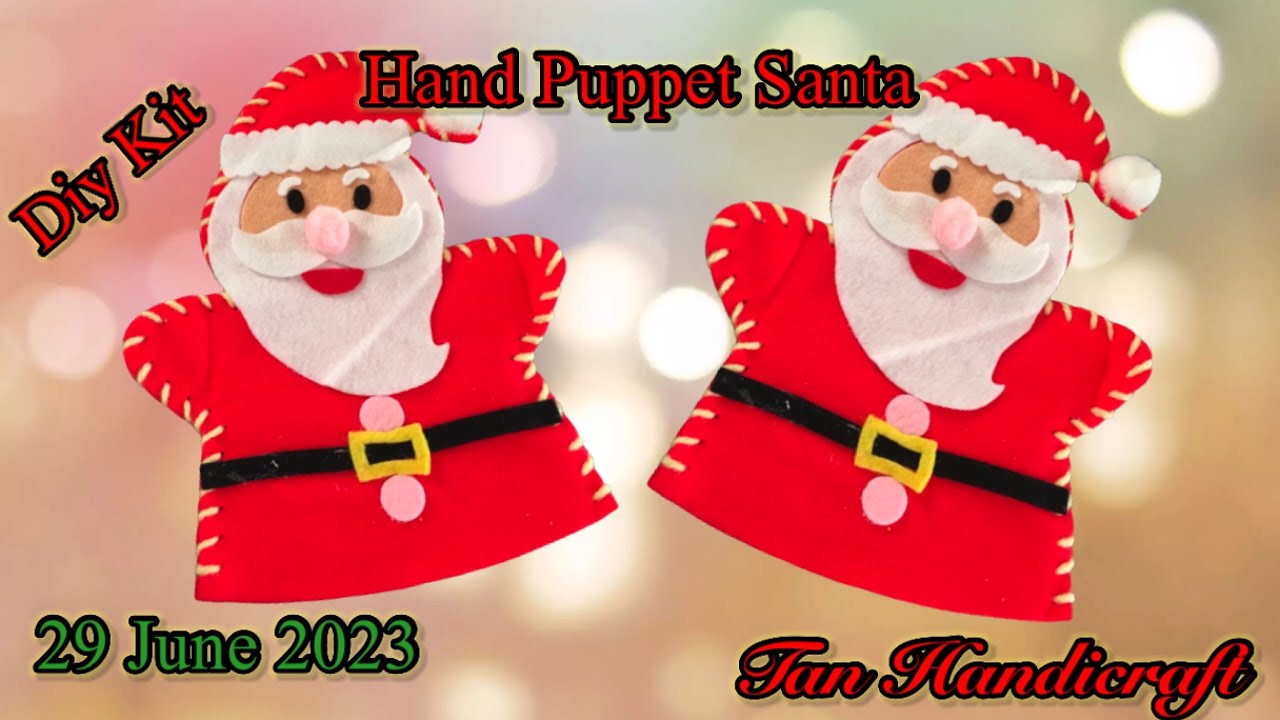Tutorial ke 1294- diy kit felt sewing kit hand puppet Santa - YouTube