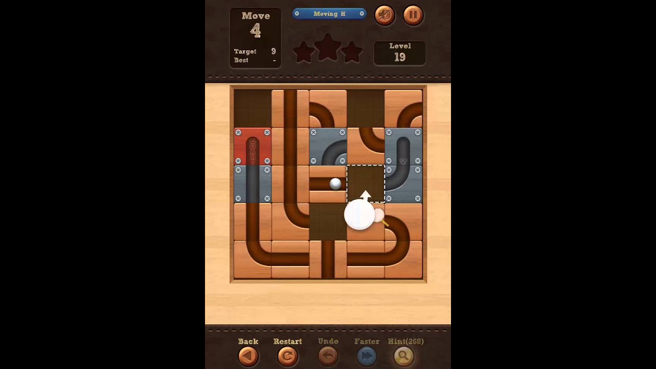 Roll the Ball slide puzzle Moving H Pack Level 19 Solution
