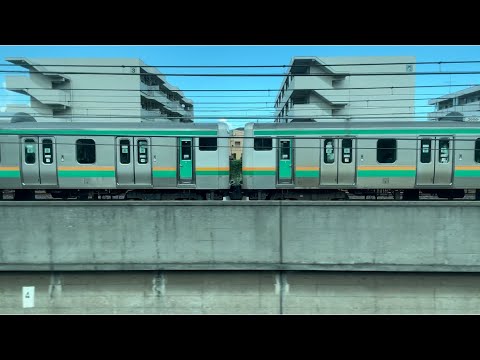 上野東京ラインvs湘南新宿ライン、浦和駅同時発車からの白熱の並走バトル！結果はUTLがさいたま新都心に着くまで３分間ずっと接戦！！（2023.8.22.15:14）