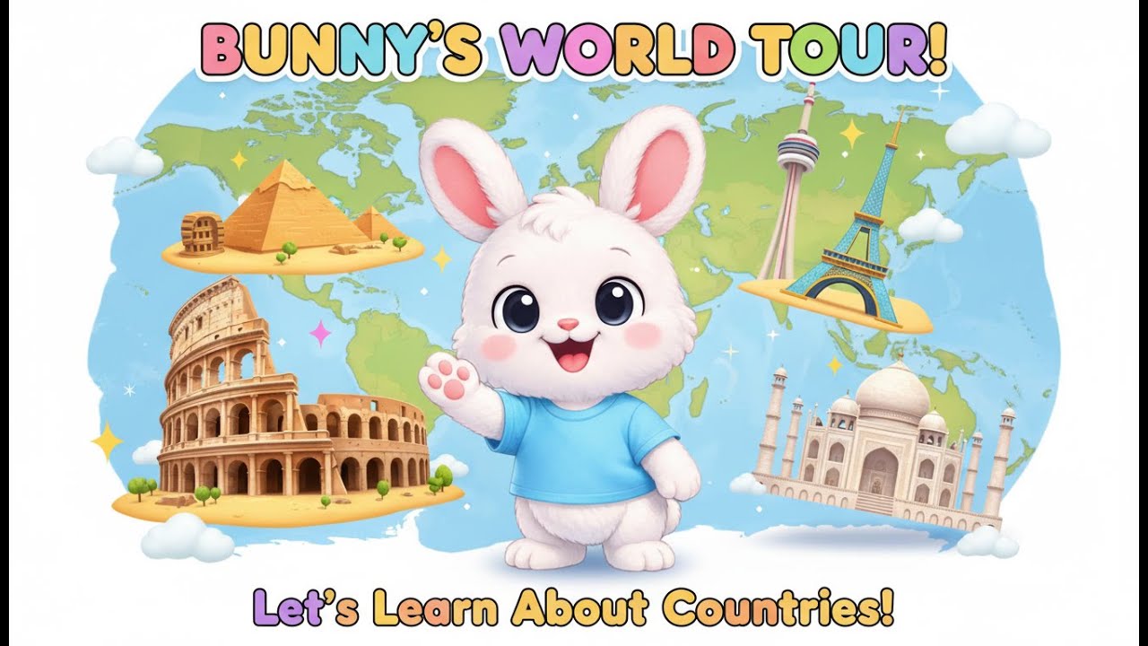 Bunny Travel Around the World 🌍 | Italy 🇮🇹 Egypt 🇪🇬 France 🇫🇷 India 🇮🇳 Canada 🇨🇦 | Kids Songs
