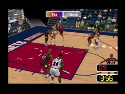 NBA Courtside 2: Featuring Kobe Bryant - Seattle Sonics vs Denver Nuggets Full Arcade Mode Game