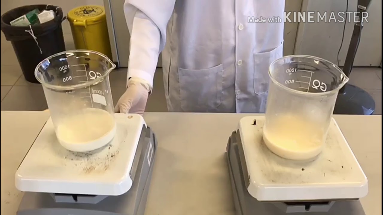 Making glue with milk.Polymerization process.