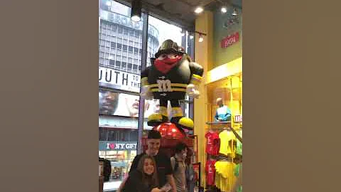 Walking around inside M&M store in Times Square NYC