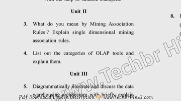 MBA 4th Sem Data Mining & Warehousing Question Paper