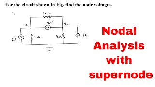 Nodal Analysis with supernode : For the circuit shown in Fig  3 9, find the node voltages