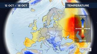 Monthly temperature forecast for Europe 12/10/2026