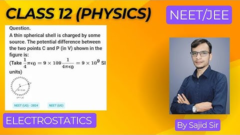 A thin spherical shell is charged by some source. The potential difference between the two points..