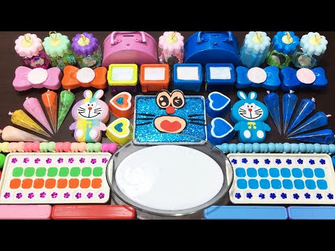 Blue vs Rainbow Doreamon !!! Mixing random into PIPING BAG Slime !!! Relaxing slime videoTom Slime