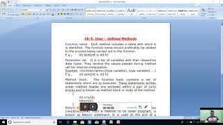 Class-10. Computer Applications. Ch-5. User-defined Methods. Part-2. Date-8/10/2020.
