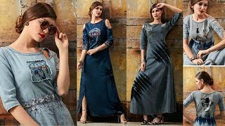 Denim High Class Designer kurti|Fancy Long Dress|Beautiful Kurtis Design For Girls 2018|Trendy India screenshot 5