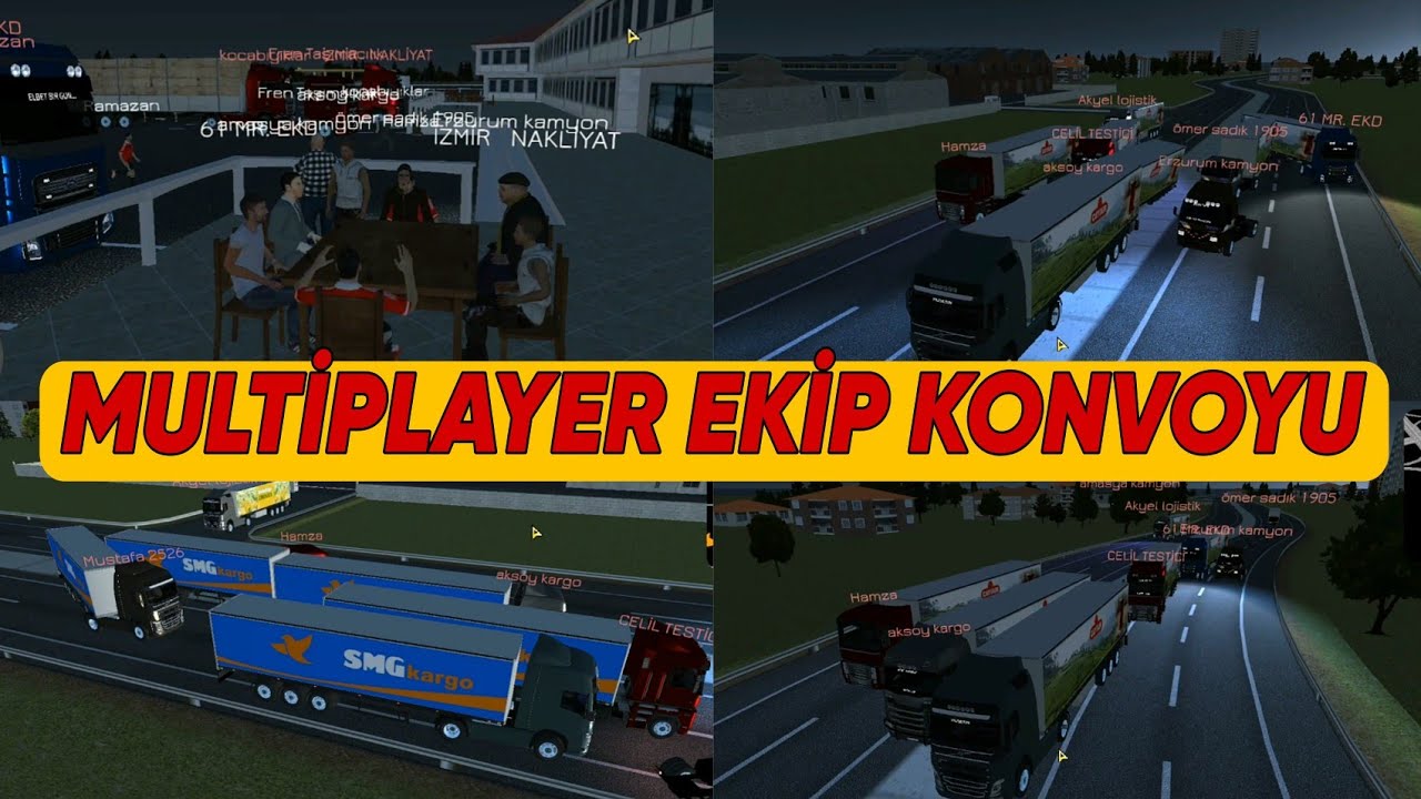 EKİPLE KONVOY CARGO SİMULATOR 2021 TÜRKİYE MULTİPLAYER DİNLENME TESİSLERİ LASTİK PATLAMASI RAMPALAR